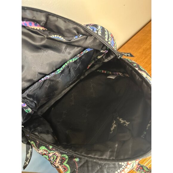 vera bradley kiev paisley mini backpack black fabric purple green - Picture 3 of 3